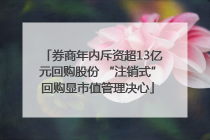 券商年内斥资超13亿元回购股份 “注销式”回购显市值管理决心